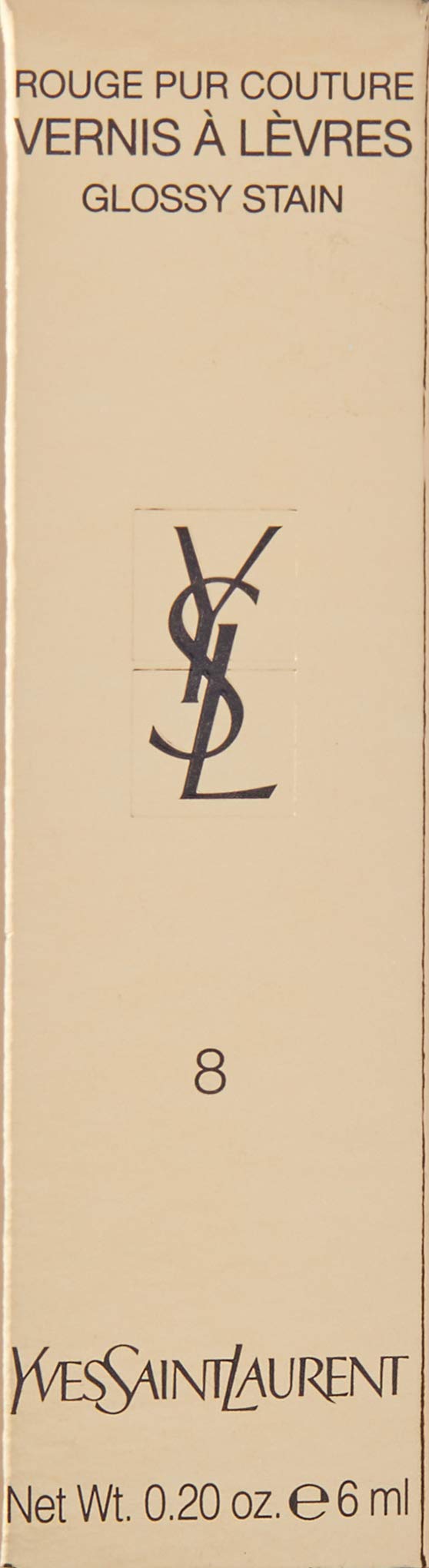 Yves Saint Laurent Rouge Pur Couture Vernis A Levres Glossy Stain Lip Gloss, No. 8 Orange De Chine, 0.2 Ounce C-YS-580-45 Yves Saint Laurent