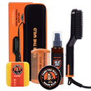 TAME THE WILD Easy Glide Beard Straightener Essentials Kit-Anti Scald Beard Straightening Comb, Heat Protection Spray,Beard Soap,Beard Balm,Detangle Comb, and Storage Case-Ultimate Beard Grooming Kit TAME THE WILD