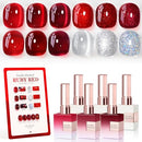 Double Rhythm 6 Pcs 15 ML Gel Polish Set Same Color Same Bottle Soak Off Gel Polish Kit Nail Art Manicure Salon DIY at Home for Women (Jelly Burgundy Red Glitter Silver -T6-56) Infinity Warehouse