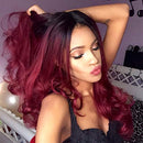 23" Natural Full Wigs Hair Long Wavy Wig Synthetic Heat Resistant (Ombre Red) Rswsp