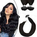 Ugeat Flat Tip Human Hair Extensions 22 Inch Off Black Hair Extensions Keratin Fusion Hair Extensions 50G