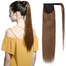 100% Remy Human Hair Ponytail Extension Wrap Around One Piece Hairpiece With Clip in Comb Binding Pony Tail Extension For Girl Lady Women Long Straight