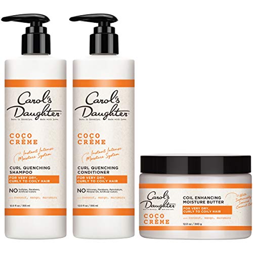 Curly Hair Products Gift Set by Carol's Daughter, Coco Creme Sulfate Free Shampoo and Conditioner Set with Silicone Free Hair Butter, for Very Dry Curly Hair, with Coconut Oil and Mango Butter Carol's Daughter