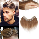 Hairro Men's Hairline Toupee 100% Brazilian Human Hair Frontal Wiglet Hairpieces 6 Inch V-Shape Forhead Hair Topper with Seamless PU Weft Skin Base Man Hair Replacement Unit System