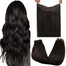 GOO GOO Hair Extensions 18 Inch Wire Hair Extensions Dark Brown 95g Wire Hair Extensions Wire Hair Extensions with Transparent Line Invisible Hairpiece Real Human Hair Extensions GOO GOO