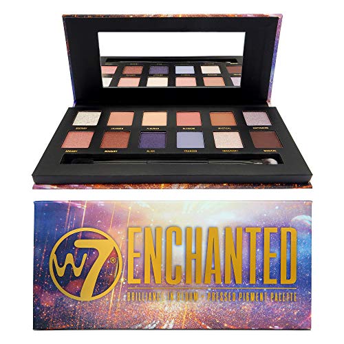 W7 | Enchanted Pressed Pigment Palette | 12 Super Soft and Blendable Shades in Matte, Shimmer and Duo-Chrome Finishes | Long Lasting and Easy to Use W7