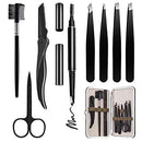 Eyebrow Kit, HOCOSY 8 in 1 Tweezers for Eyebrows, Professional Brow Grooming,Shaper,Trimming Set include Eyebrow Razor,Brush,Scissors,Brown Pencil,with Travel Case HOCOSY
