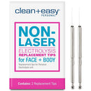 Clean + Easy Non-Laser Electrolysis Replacement Tips for Face & Body, Pack of 2 Clean + Easy
