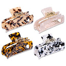 MagicSky 4PCS Hair Claw Clips, Acrylic Hair Banana Barrettes, Celluloid French Butterfly Jaw Clips,Tortoise Shell Grip Pin Teeth Clamp -Leopard print Stylish Hair Accessories for Women Girls,Long Size Magicsky