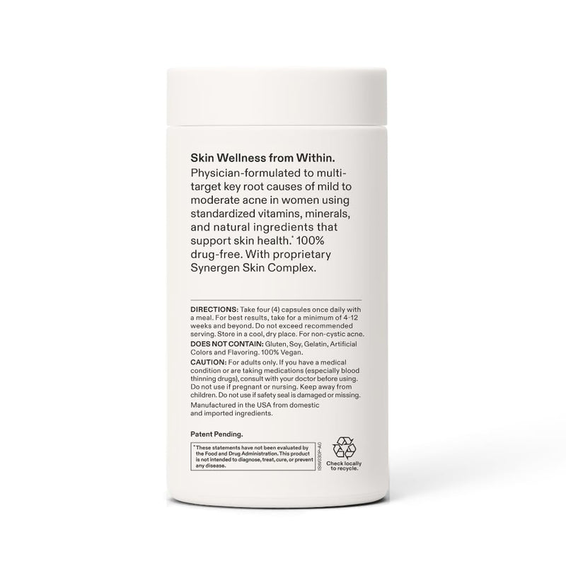 Nutrafol Clear Skin Acne Supplement for Women, Clinically Tested for Clearer, Smoother Skin, Physician-Formulated, Vegan Infinity Warehouse