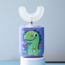 Kids Electric Toothbrush U Shape Dinosaur Ultrasonic Automatic Toothbrush with Replacement Soft Bristles Heads Six Modes 360°Oral Cleaning IPX7 Waterproof Smart Rechargeable Toothbrush (2-6 Year Old) KRX