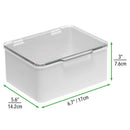 mDesign Plastic Stackable Square Storage Bin, Drawer Organizer w/Secure Lid, Container Box for Organizing Hair Brushes, Combs, Sprays, Nail Supplies, Makeup, Cosmetics, Blender, 2 Pack, Lt Gray/Clear mDesign