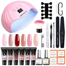 Modelones Poly Extension Gel Nail Kit - 6 Colors with 48W Nail Lamp Slip Solution Rhinestone Glitter All In One Kit for Nail Manicure Beginner Starter Kit DIY at Home Kit Gift modelones