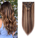 Double Weft 100% Remy Human Hair Clip in Extensions 10''-22'' Full Head Thick Thickened Long Soft Silky Straight 8pcs 18clips for Fashion(20"/20 inch 150g,