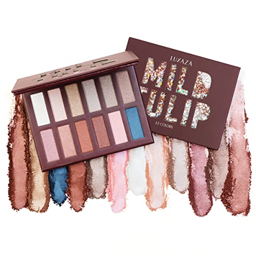 LUXAZA Neutral Nudes Makeup Eyeshadow Palette Brown Metallic, Warm Natural Bronze Copper Pearl Shimmer Satin Eye Shadow, Highly Pigmented Makeup Palette LUXAZA