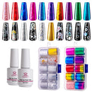 Makartt Nail Foil Nail Art Foil Glue Gel with Starry Sky Star Foil Stickers Set Nail Transfer Tips Foil Nail Art Accessories Manicure DIY 15ML 20PCS(2.5cm100cm) Christmas Sticker Nail Lamp Required Makartt