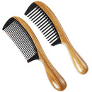 Onedor Extra Length Handmade 100% Natural Green Sandalwood With Buffalo Horn Wide tooth and Fine Tooth Hair Combs - Anti-Static Sandalwood Scent Natural Hair Detangler Wooden Combs for Women (Wide & Fine Tooth Combs) Onedor
