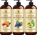 Handcraft Sweet Almond Oil with Grapeseed Oil and Avocado Oil - 100% Pure and Natural - Premium Therapeutic Grade Carrier Oils for Aromatherapy, Massage, Moisturizing Skin and Hair - Huge 16 fl. Oz Handcraft Blends Store