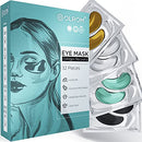 Olrom Eye Mask - 4 Kits Under Eye Patches: Gold Collagen Eye Pads, Detox Dead Sea Mineral Gel Eye Mask, Aloe Anti-Aging Hyaluronic Acid Eye Patches, Moisturizing Coconut Milk Face Under Eye Mask EyeShadow 16 Pairs Olrom