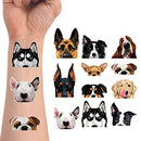 WIRESTER Temporary Tattoo Stickers for Girls Boys Kids Adults, Fake Tattoos on Face Hand Neck Wrist Party Favor Body Art, Tattoo Sheet 6 x 7.87 inch - Dog Designs (Basset Hound, Chihuahua, Bulldog) WIRESTER