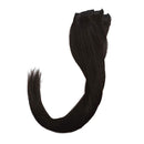 Hairro Clip in Hair Extensions 100% Human Hair Thin Natural Black 24 Inch Long Straight Human Hair Clip on Hairpieces 80g Machine Weft 8pcs 18 Clips for Women