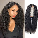 BLY Kinky Curly Lace Front Wigs for Black Women Human Hair Pre Plucked Knots Bleached 4x4 Lace Closure Wig Deep Curly Hair 150% Density 1B Black Color 26 Inch BLY