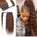 14 Inches Wrap Around Human Hair Ponytail Extensions 100% Remy Human Hair Long Corn Wave Curly With Comb Clip in One Piece Pony Tail Extensions For Girl Lady Women