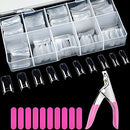 EAONE 500Pcs Clear Acrylic Nail Tips French Nail Tip False Nails Artificial Fake Nail Tips with Nail Clipper, Nail Files for Women Girls Salon Nail DIY Nail Art EAONE