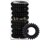 Kitsch Spiral Hair Ties, Coil Hair Ties, Phone Cord Hair Ties, Ponytail Hair Coils No Crease, Headband - 8 pcs (Black) Kitsch