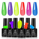 Beetles Jelly Crystal Gel Nail Polish Set Summer-6pcs Colors Blue Red Purple Rainbow Neon Yellow Green Orange Gel Polish Kit LED Dryer Cured See Through Nail Trend 2020 Gel Nail Art Kit 7.3m Bottle beetles Gel Polish