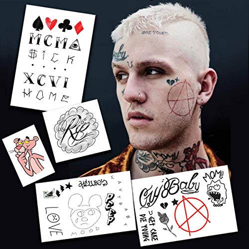 Fashion Tats Lil Peep Temporary Tattoos | Includes Face, Neck & Hands | REALISTIC  | Skin Safe | MADE IN THE USA| Removable Fashiontats