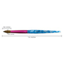 PANA USA Acrylic Nail Brush Pure Kolinsky Hair Acrylic White Swirl Blue Handle with Pink Ferrule Round Shaped - Size 12 PANA