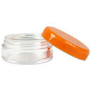 (Quantity: 200 Pieces) Beauticom 5G/5ML Round Clear Jars with ORANGE Lids for Scrubs, Oils, Toner, Salves, Creams, Lotions, Makeup Samples, Lip Balms Beauticom