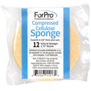 ForPro Compressed Cellulose Sponge - Round Face and Body Sponge - Natural Yellow - 2.75’’ - 12-Count ForPro Professional Collection