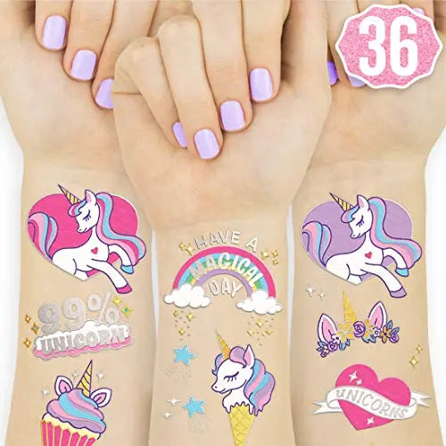 xo, Fetti Unicorn Party Supplies Temporary Tattoos for Kids - 36 Glitter Styles | Unicorn Party Favors and Birthday Decorations + Halloween Costume xo, Fetti