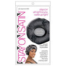 Stay On Satin Edge Bonnet Womens Hair Wrap for Sleeping, Black Stay On Satin