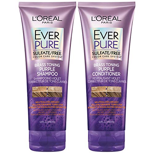 L'Oreal Paris EverPure Brass Toning Purple Sulfate Free Shampoo and Conditioner, 6.8 fl Oz (Set of 2) L'Oreal Paris