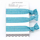 Bachelorette Hair Ties Set No Crease Ribbon Elastics Ouchless Ponytail Holders Hair Bands for Bachelorette Gift Bridesmaid Gift Bride Showers (6 Pack, Glitter Turquoise) Mebel Lola