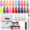29 Pcs Dip Powder Nail Kit Starter, AZUREBEAUTY 20 Colors Dark Reddish Red Pastel Acrylic Burnt Orange Dipping Powder Liquid Set with Base & Top Coat/Brush Saver for French Nails Art Manicure DIY Salon AZUREBEAUTY