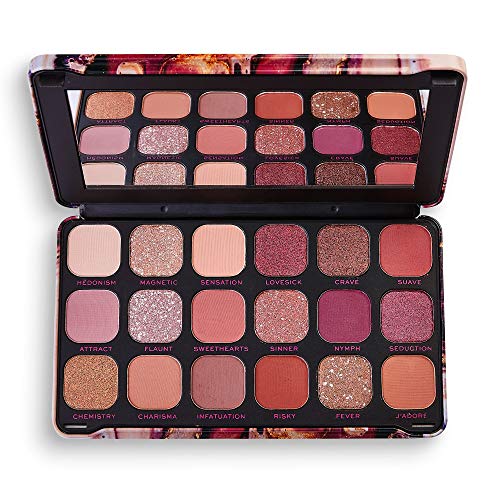 Makeup Revolution Forever Flawless Eyeshadow Palette, Allure, Matte & Shimmer Hues, 18 Pigment-Rich Shades, Vegan & Cruelty-Free, 0.52 Oz Makeup Revolution