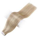 Fshine Tape In Hair Extensions 16 Inch Invisible PU Tape In Hair Color 16 Highlighted 22 Blonde Tape On Hair Extensions 20Pcs Soft And Silky Tape In Hair 50 Grams Seamless Tape In Hair Fshine Store