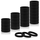Black Hair Ties for Women, IKOCO 50Pcs Men Ponytail Holder Cotton Seamless Hair Bands No Crease Damage Elestic Fabric Hair Ties for Women and Men IKOCO