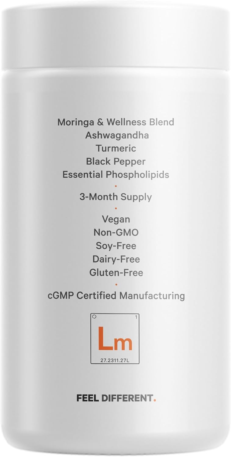Codeage Liposomal Moringa+ Supplement, 400mg Moringa 50:1 Extract - 20,000mg Moringa Oleifera Leaf Equivalent - Turmeric, Ashwagandha, Black Pepper, 3-Month Supply, Vegan Moringa Powder - 180 Capsules Infinity Warehouse