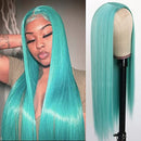 Maycaur Blue Green Color Synthetic Hair Wigs with Natural Hairline Long Straight Women's Wig Heat Resistant Synthetic No Lace Wigs for Fashion Women Maycaur