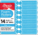 Annie Salon Style Small Foam Hair Rollers - 5/8" Blue - 14 Piece Set - Soft Heat-less Hair Curling Tools Annie