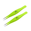 Surgical Tweezers for Ingrown Hair - Precision Sharp Needle Nose Pointed Tweezers for Splinters, Ticks & Glass Removal - Best for Eyebrow Hair, Facial Hair Removal (2 pack pointed, Green) Majestic Bombay