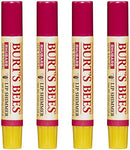 Burt's Bees Lip Balm, Moisturizing Lip Shimmer With Vitamin E & Coconut Oil, 100% Natural, Rhubarb, 0.09 Ounce (4 Pack) Burt's Bees