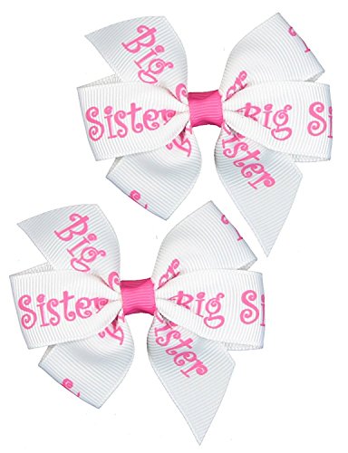 Small Baby Hair Clips,Toddler Hair Clips-2ct 3" Hair Bows for Girls-Grosgrain Ribbon No Slip Grip Metal Barrettes for Girls Teens Toddlers Kids Women,Baby Girl Hair Accessories (Big Sister) HipGirl