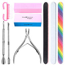 Manicure Nail File Kit-3Pcs Double Sided Nail File, Rectangular Nail Buffer, 4 Step Buffing Block, 3Pcs Cuticle Clipper & Pusher, and Nail Brush, Complete Nail Kit with Buffer for Salon Nail Art HNYYZL