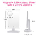 Makeup Vanity Mirror with 3 Color Lighting, COSMIRROR Lighted Makeup Mirror with 72 LED Lights and 10X Magnifying Mirror, Dual Power Supply, 180 Degree Rotation Cosmetic Tabletop Light up Mirrors COSMIRROR